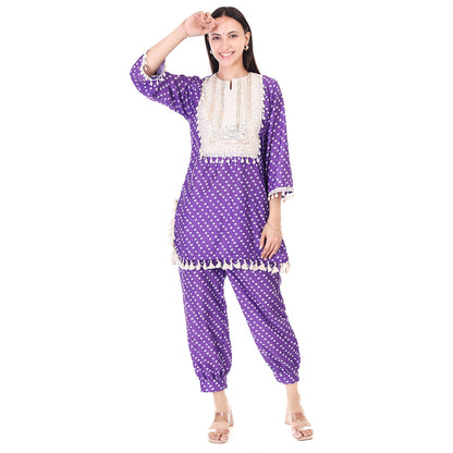 Boho Bandhni Set - Purple