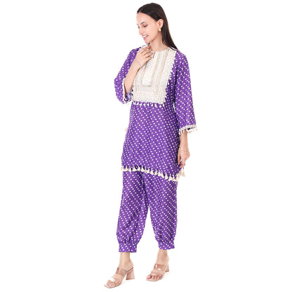 Boho Bandhni Set - Purple