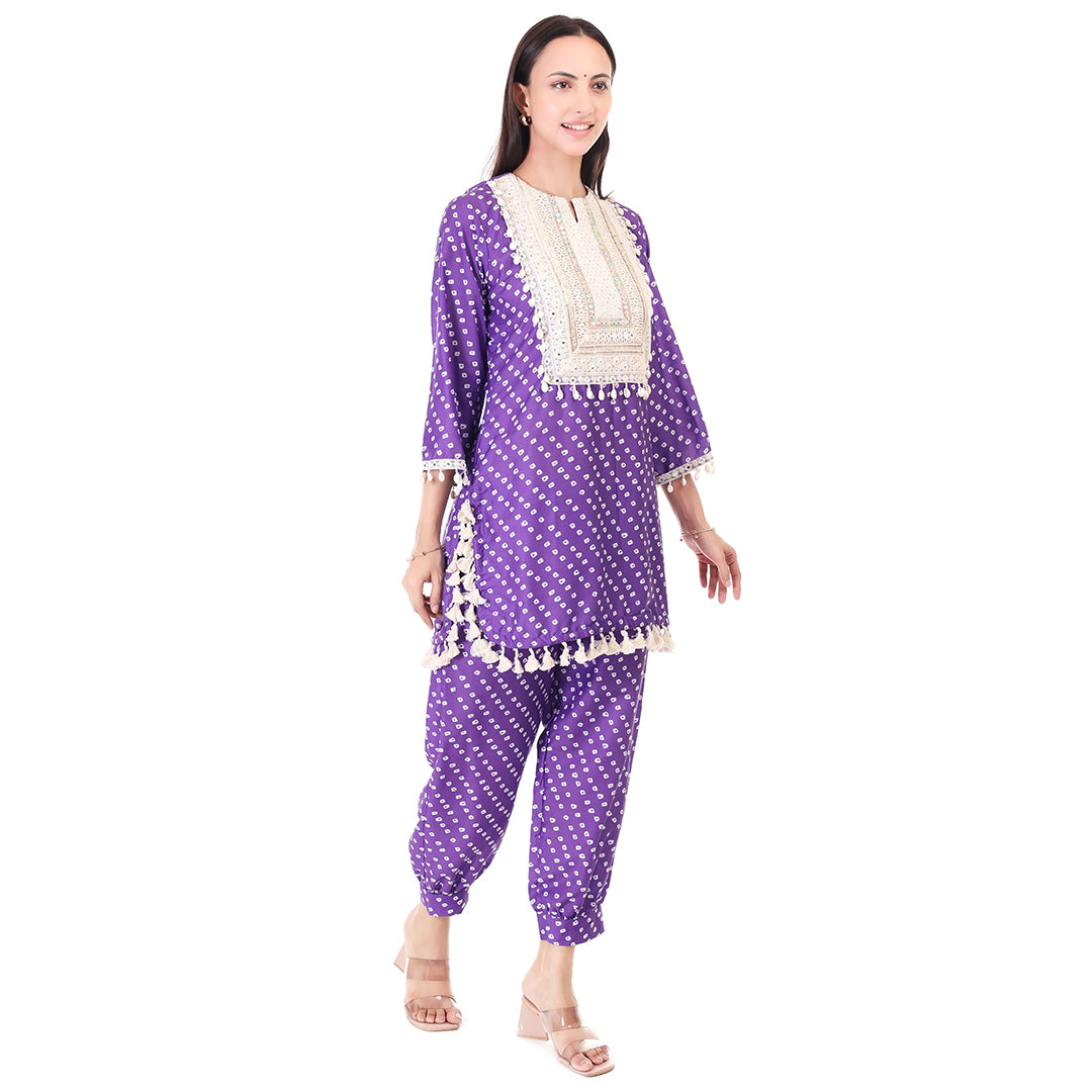 Boho Bandhni Set - Purple