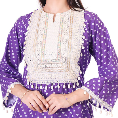 Boho Bandhni Set - Purple