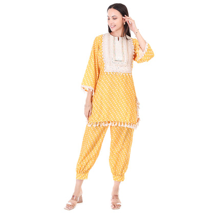 Boho Bandhni Set - Yellow