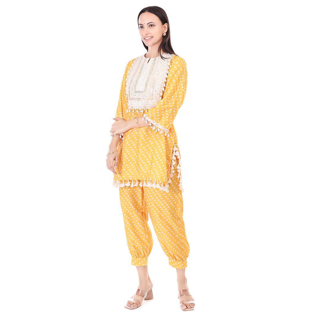 Boho Bandhni Set - Yellow