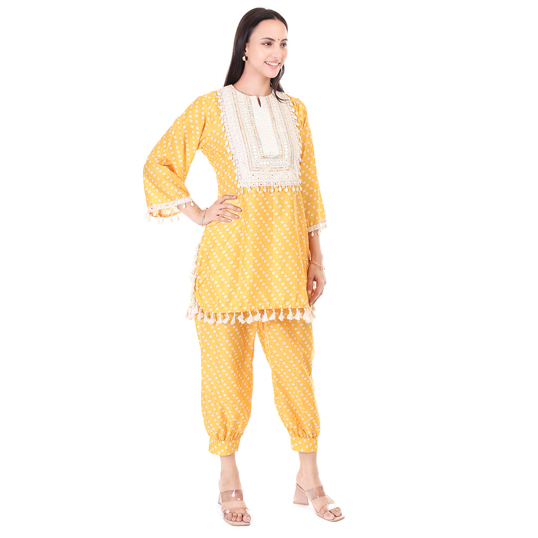 Boho Bandhni Set - Yellow