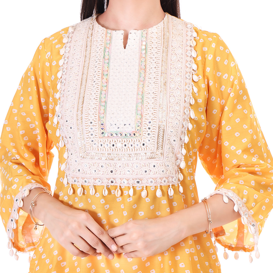 Boho Bandhni Set - Yellow