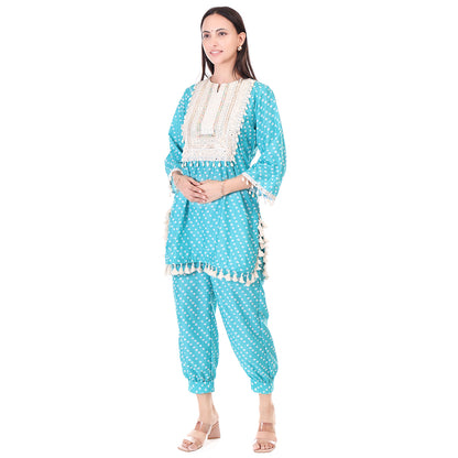 Boho Bandhni Set - Firozi