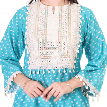 Boho Bandhni Set - Firozi